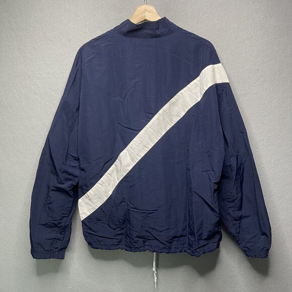 Vintage Surf Style Navy & White Nylon 1/4 Zip Windbreaker With Dive Flag Logo SM - Picture 5 of 6